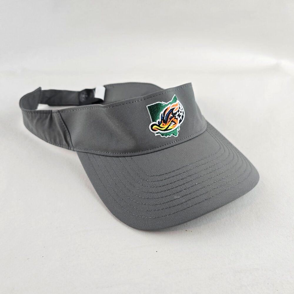 Akron RubberDucks Hat Mens Gray Adjustable Visor 47 Brand OHSAA Minor League